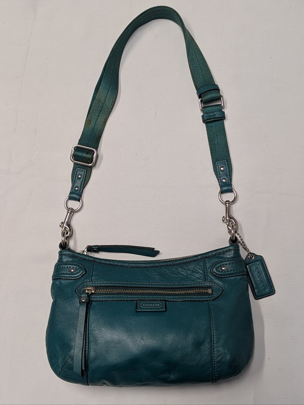 Coach Daisy Convertible Teal Leather Crossbody Bag / Hobo Purse